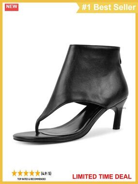 Thong Sandals Kitten Heel Ankle Cuff Rear Zip Open Toe Faux Leather